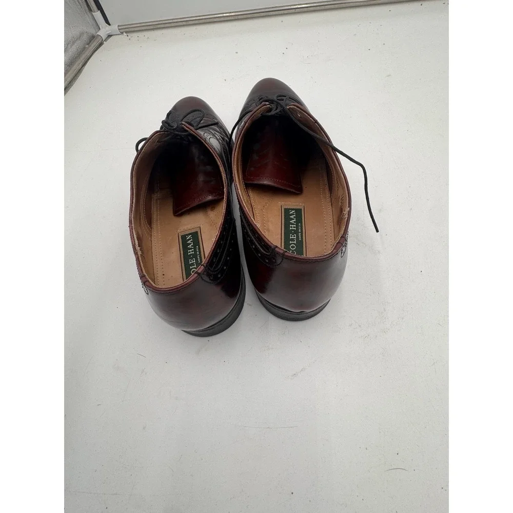 Vtg Cole Haan Wingtip Oxfords Sz 11B Burgundy Leather Dress Shoe Made USA 165144